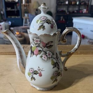 Lefton Ceramic Teapot with Pink and Gold Floral Design